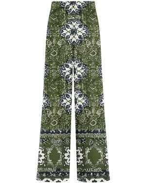 Aloha From Deer Ancient Ornament Long Loose Trousers - Green