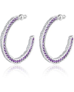 Classicharms Zirconia Molten C-hoop Earrings - Blue