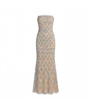 Mac Duggal Neutrals Strapless Embellished Evening Gown - Natural