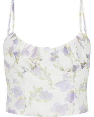 Sour Figs Floral Print Crop Singlet Top - White