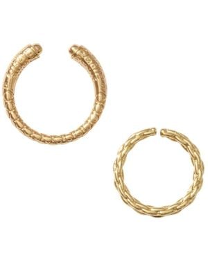 Alexie of Athens Byzantine Etched Rope Duo Ring Set - Metallic