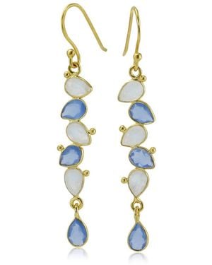 Isla Silver Moonstone & Chalcedony Drop Earrings - Metallic