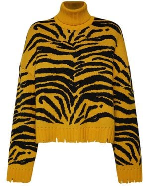 SVETA Milano Henriette Jacquard Distressed Turtleneck - Yellow