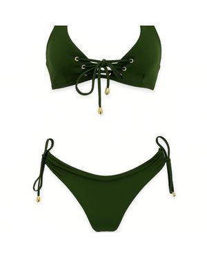 Live Kolibri Lace Up Bikini Set - Green
