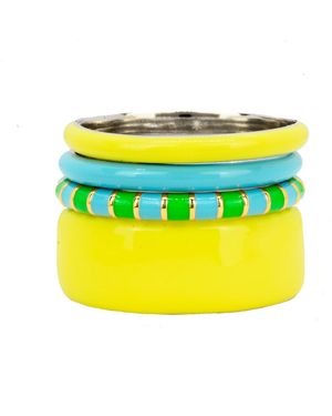 Pinnole Sunflower On A Seaside Ring Stack - Yellow