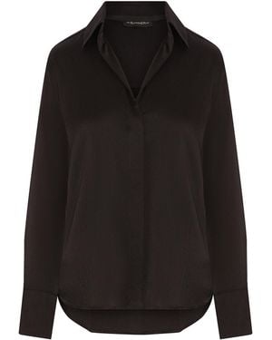 The Summer Edit Ava Hammered Silk Shirt - Black
