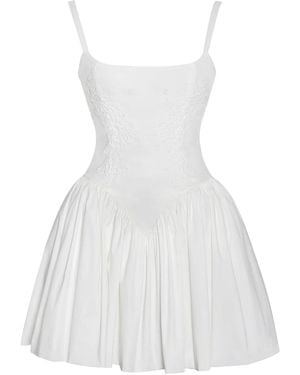 Miss Circle New York Kadi Cotton Drop Waist Corset Mini Dress - White