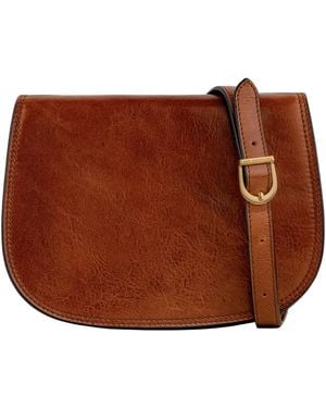 Time Resistance Cognac Leather Saddle Bag For - Brown