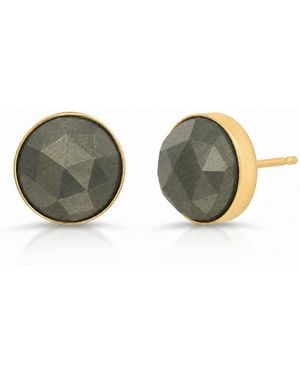 Heather Hawkins Jewelry Rose Cut Pyrite Oversized Studs - Green