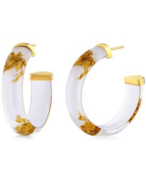 Gold & Honey Leaf Hoop Earrings - Metallic
