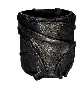 WAIWAI Ripple Leather Cuff Bracelet - Black