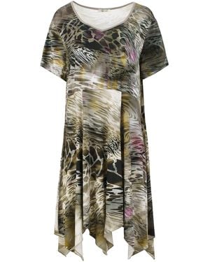 Conquista Safari Mosaic Asymmetrical Jersey Dress - Green