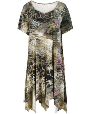 Conquista Safari Mosaic Asymmetrical Jersey Dress - Green