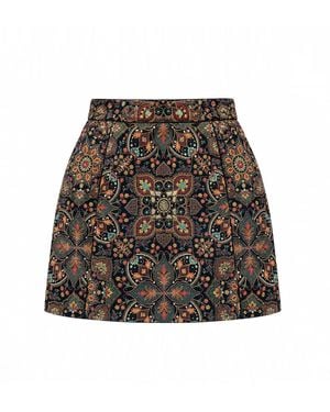 Richa Sharma Artisan Hand-Embroidered Mini Skirt - Multicolour