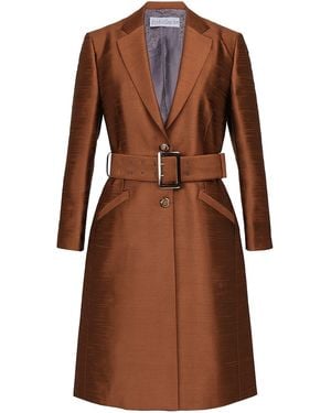 Richa Sharma Luxury Handcrafted Tailored Silk Coat - Brown