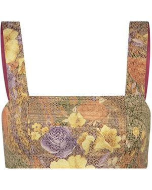 Monique Singh Iconic Ethereal Floral Jacquard Crop Top - Natural