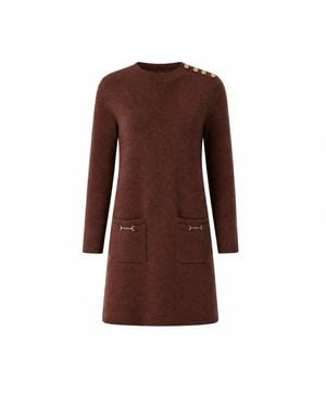Yumi' Knitted Tunic Dress With Hardware Details - Brown