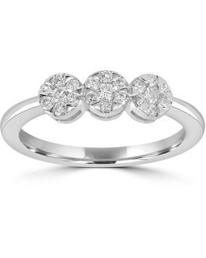 Artisan Prong Diamond Flower Band Ring - Metallic