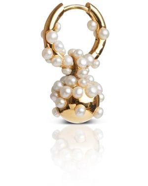 Kasun Pearl Droplet Hoop Earring Vermeil - Metallic