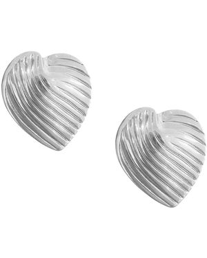 Maison De Gala Textured Heart Stud Earrings - Metallic
