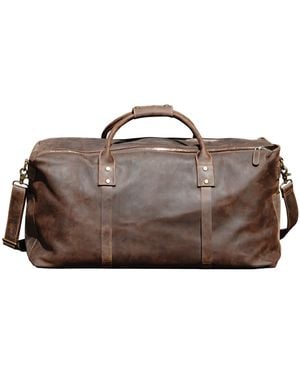 Touri Genuine Leather Holdall Luggage Bag - Brown