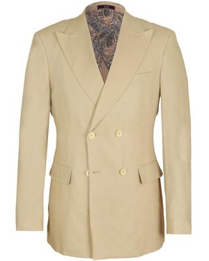 DAVID WEJ Neutrals Hugo Linen Double Breasted Blazer - Natural