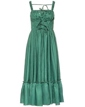 Vasiliki Atelier Amara Linen Dress Emerald - Green