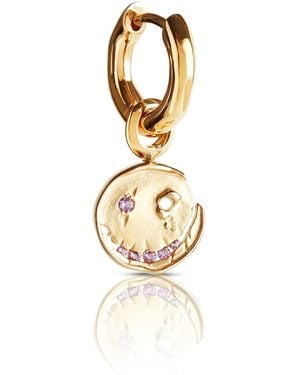 Kasun Smile Hoop Earrings – February – Amethyst – Plated - Metallic