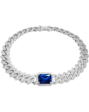 Arte Madrid Pet It On Angular Cuban Chain Choker Necklace - Blue