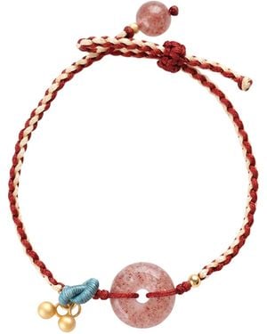seree Baby Collection Cherry Charm Strawberry Quartz Woven Baby Bracelet Anklet - Pink