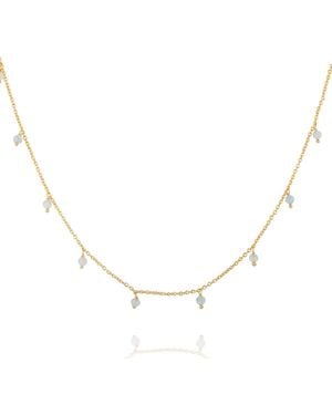 Coco & Kinney March Birthstone Necklace- Milky Aqua - Metallic