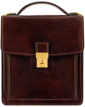 Time Resistance Small Leather Briefcase For - Red