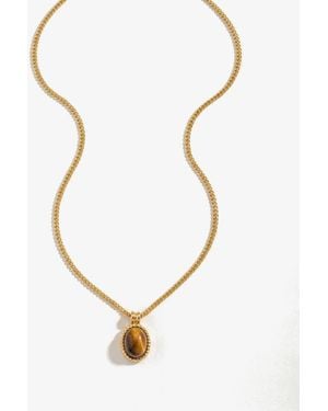 Elk & Bloom 14K Drop Earth Stone Pendant Necklace - Metallic