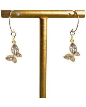 Rachel Nathan Round Hook: Baguette Butterfly Earrings - Metallic