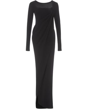 Serotoninn Assymetric Draped Jersey Maxi Dress - Black