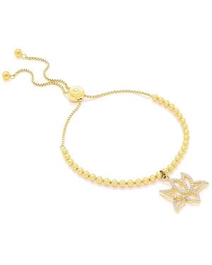 Seven Saints Illuminate Lotus Bracelet, Topaz Pave, Plated - Metallic