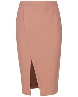 Conquista Colour Faux Mouflon Pencil Skirt - Brown