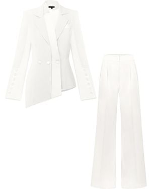 Tia Dorraine Modern Power Tailored Asymmetric Suit - White