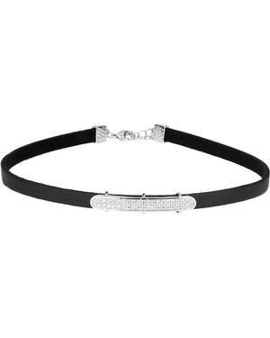 Saachi Crystal Leather Choker - Black