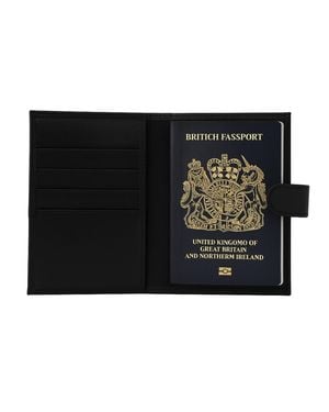 VIDA VIDA Luxury Leather Passport Cover With Card Slots - Black