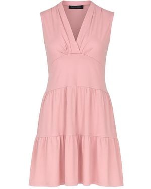 Conquista Rose Sleeveless V-Neck Jersey Dress – Loose Fit, Knee-Length - Pink