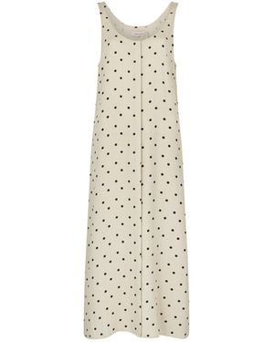 Traffic People Neutrals Spanish Harlem Cream And Polka Dot Longline Top - Natural