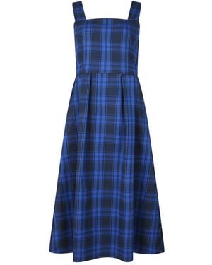 NUMBAT Stella Tartan Pinafore Midi Dress – Royal & Dark Bluе - Blue