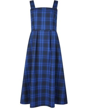 NUMBAT Stella Tartan Pinafore Midi Dress – Royal & Dark Bluе - Blue