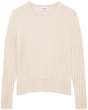 Loop Cashmere Neutrals Cashmere Wide Rib Jumper - Natural