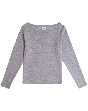 Vænn Baby Wool Long Sleeve Wide Neck Crew Marble - Grey