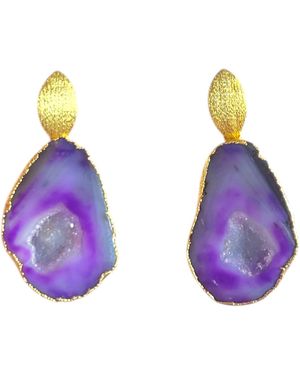Magpie Rose Oval Earrings - Purple