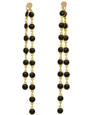 Rejected Hearts Club Love Story Double Sided Dangle Lentil Beaded Chain Earrings - Black