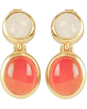 Lila Rasa Carnelian & Moonstone Earrings - Orange