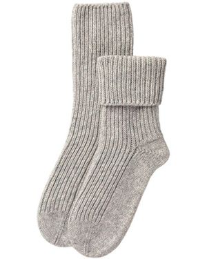 Kinalba Ladies Light Ribbed Cashmere Bed Socks - Grey